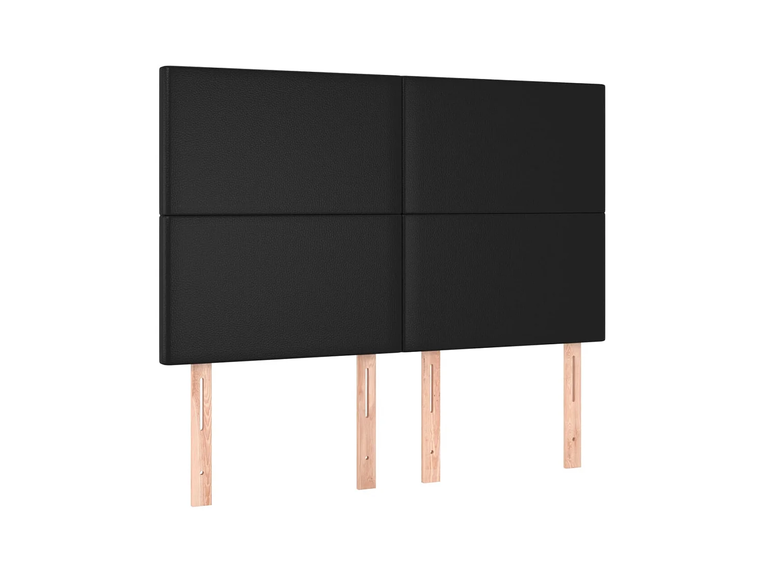 Cabecero | Cabezal de Cama | Mueble cabecero con luces LED cuero sintético negro 144x5x118/128 cm