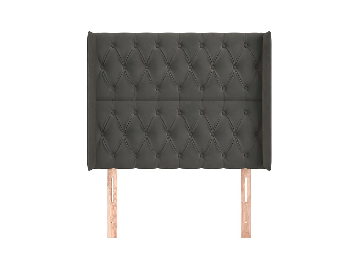 Cabecero | Cabezal de Cama | Mueble cabecero con orejas de terciopelo gris oscuro 93x16x118/128 cm