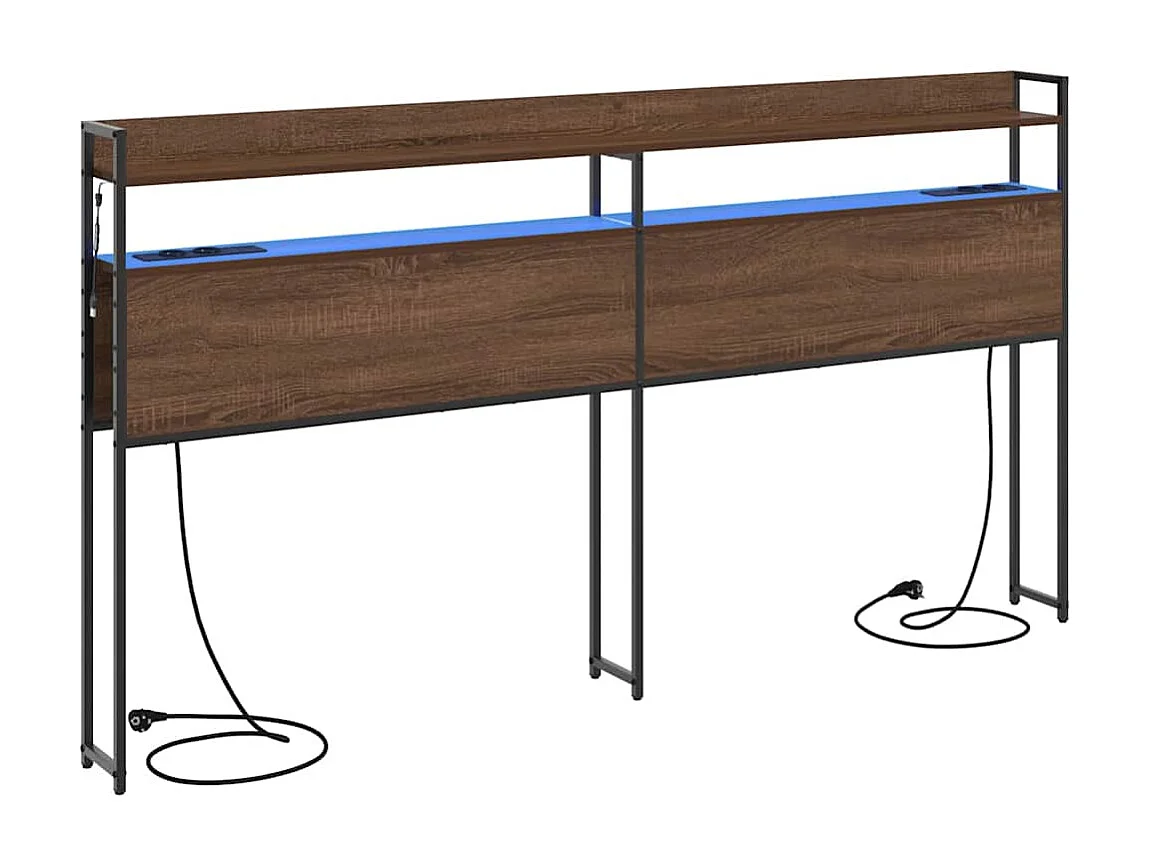 Cabecero | Cabezal de Cama | Mueble cabecero con estante Marrón roble 180 cm Madera contrachapada