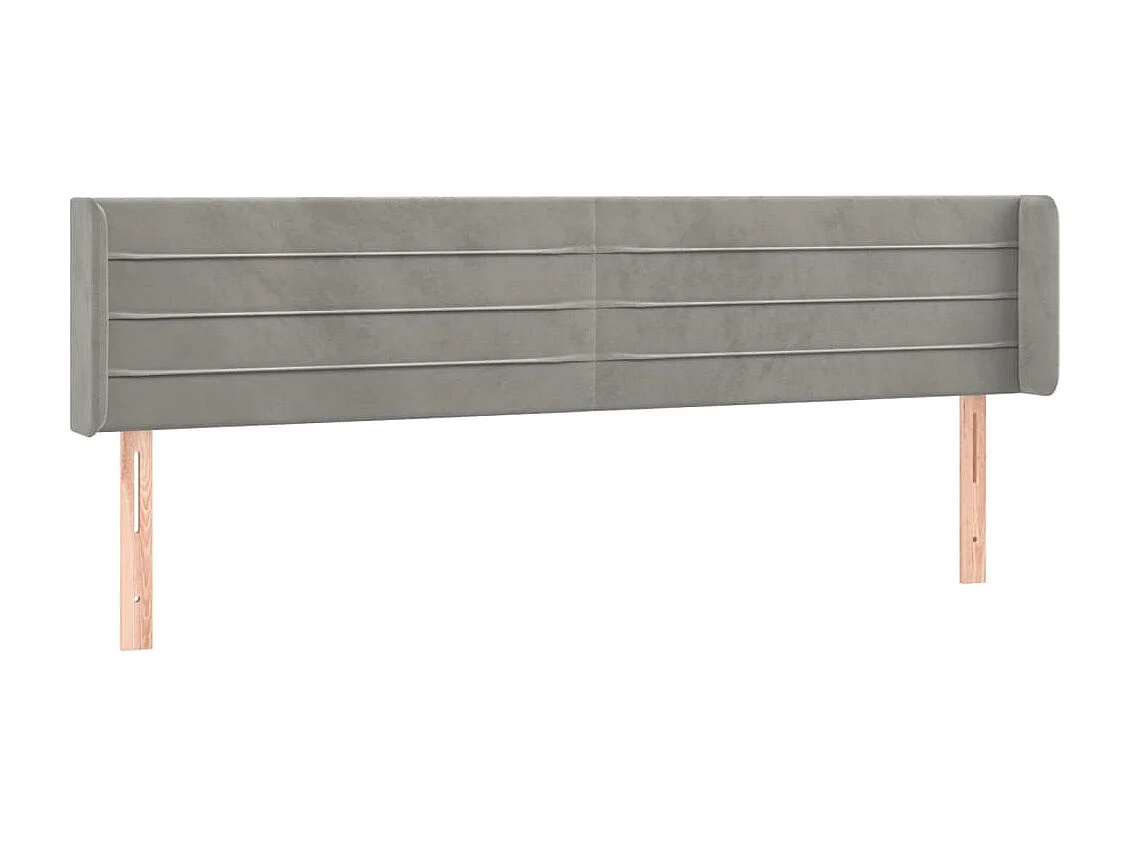 Mueble cabecero | Cabezal de cama | Cabecero de terciopelo gris claro 183x16x78/88 cm
