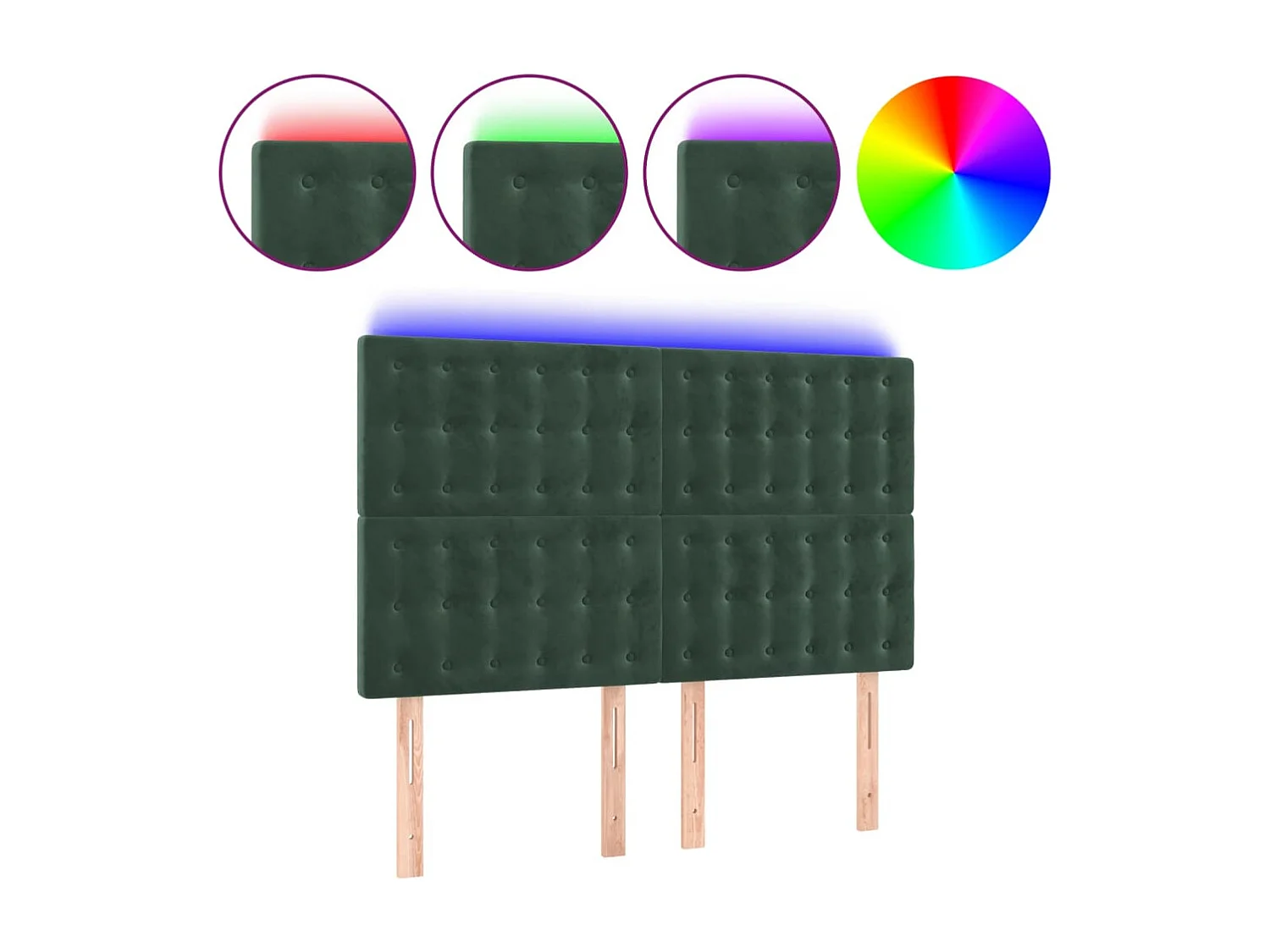 Hoofdbord | Hoofdeinde LED 144x5x118/128 cm fluweel donkergroen