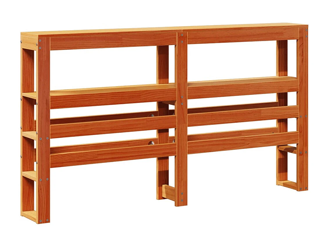 Cabecero de Cama | Cabezal de cama | Mueble de cabecero con estantes madera maciza pino marrón 135 cm