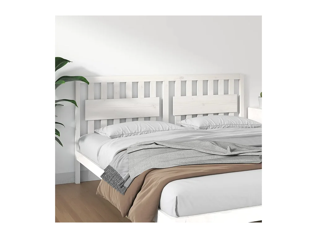Tête de Lit | Panneau de tête pour lit Moderne Blanc 185,5x4x100 cm Bois massif de pin