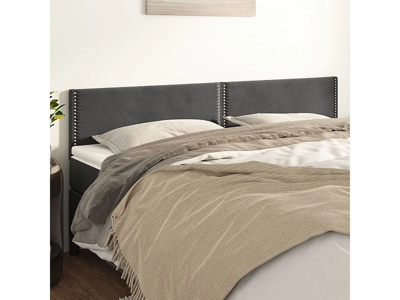 Cabeceros | Cabezal de cama | Mueble de cabecero 2 unidades de terciopelo gris oscuro 90x5x78/88 cm