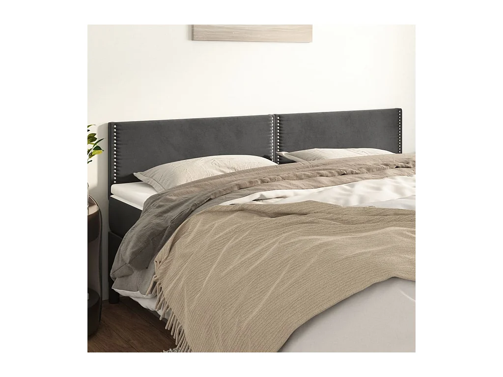 Têtes de lit | Panneaux de tête pour lit Moderne 2 pcs Gris foncé 90x5x78/88 cm Velours