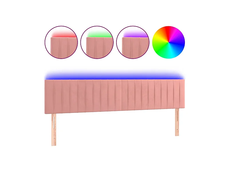 Cabecero | Cabezal de Cama | Mueble cabecero con LED de terciopelo rosa 180x5x78/88 cm