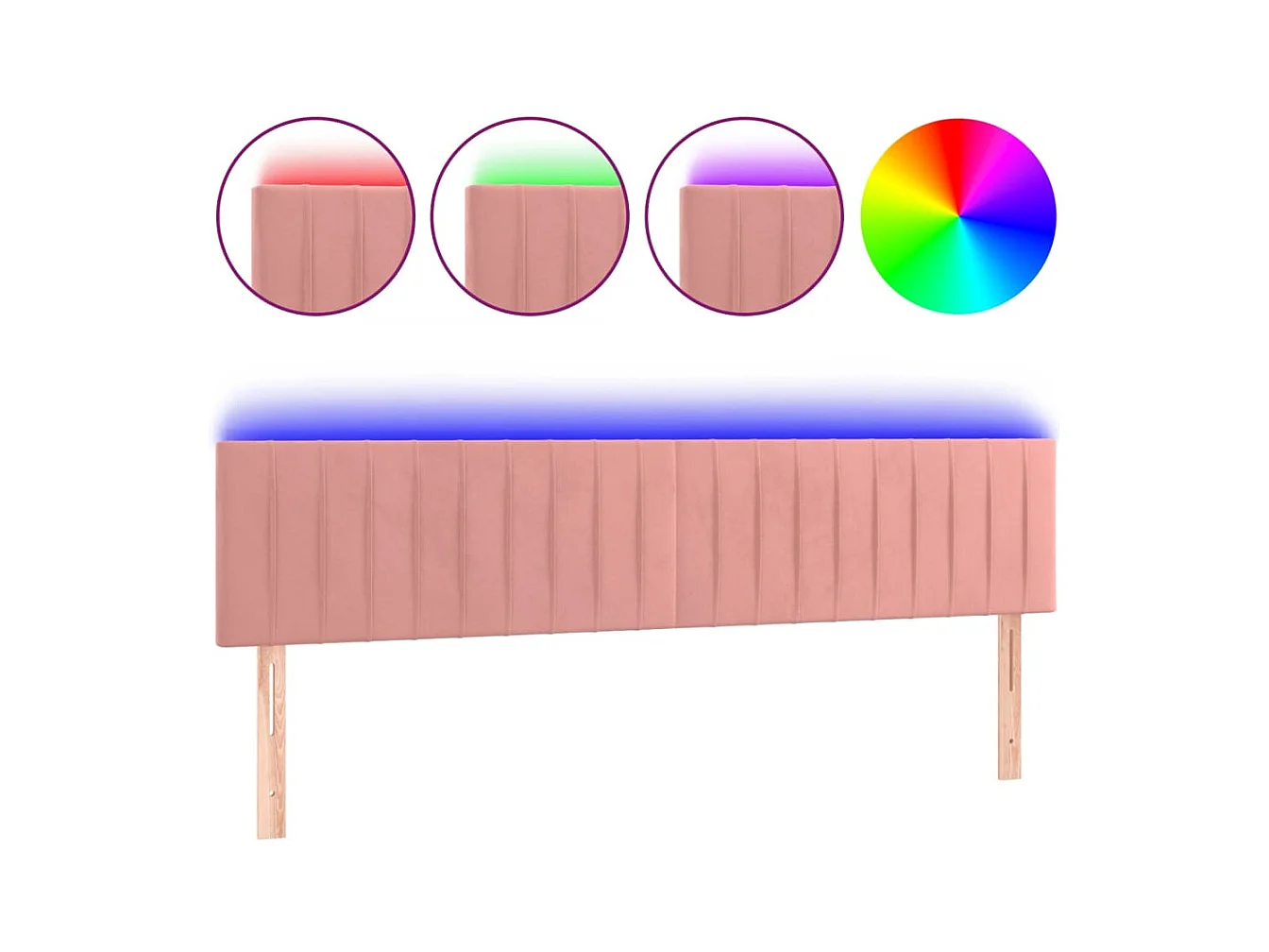 Tête de Lit | Panneau de tête pour lit Moderne à LED Rose 180x5x78/88 cm Velours