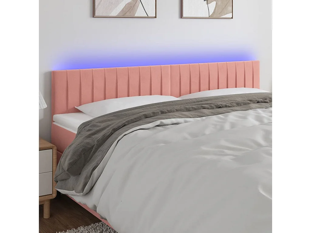 Hoofdbord | Hoofdeinde LED 180x5x78/88 cm fluweel roze