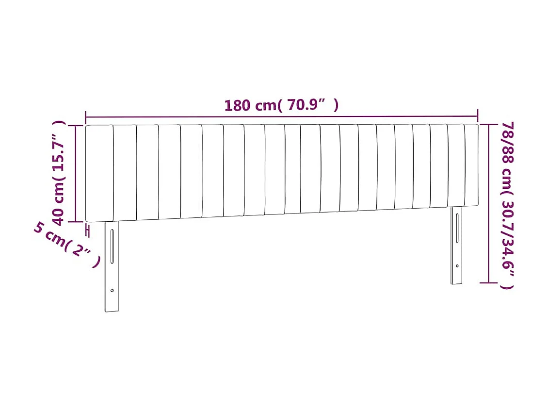 Hoofdbord | Hoofdeinde LED 180x5x78/88 cm fluweel roze