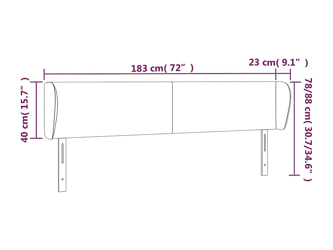 Mueble cabecero | Cabezal de cama | Cabecero de cuero sintético negro 183x23x78/88 cm
