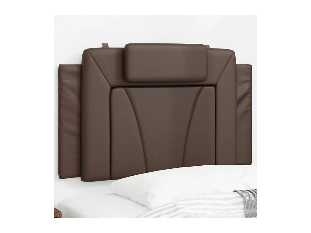 Cabecero de Cama | Cabezal de cama | Mueble de cabecero acolchado Viana cuero sintético marrón 90 cm