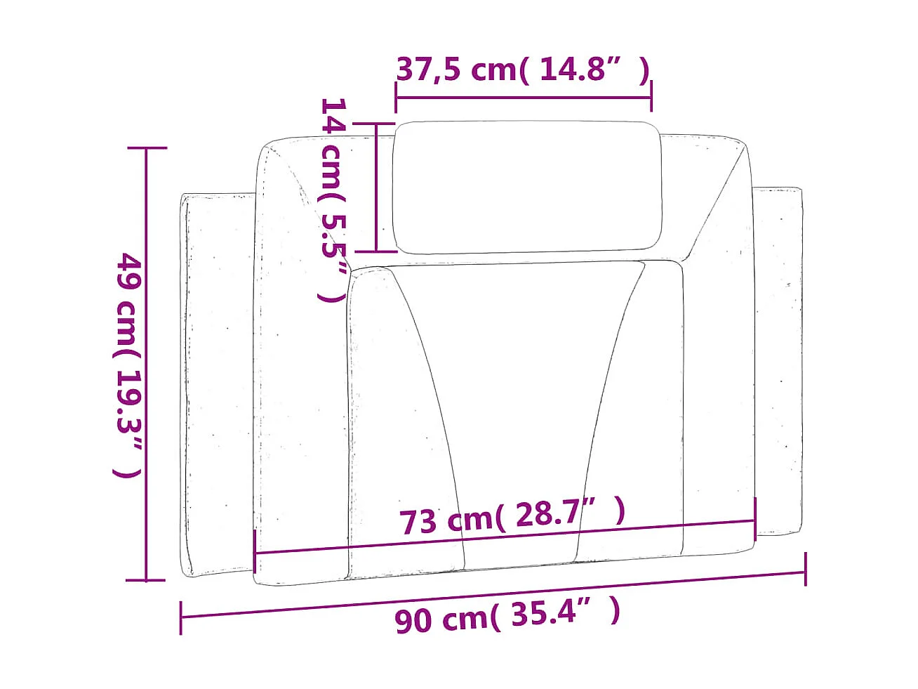 Cabecero de Cama | Cabezal de cama | Mueble de cabecero acolchado Viana cuero sintético marrón 90 cm