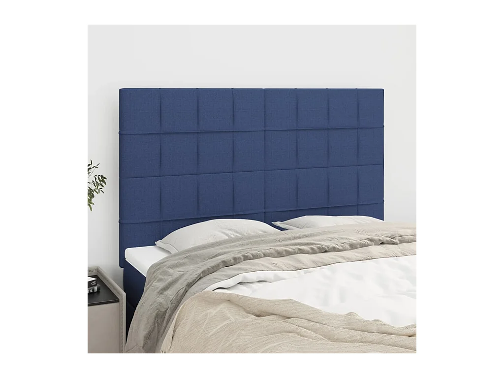 Têtes de lit | Panneaux de tête pour lit Moderne 4 pcs Bleu 72x5x78/88 cm Tissu