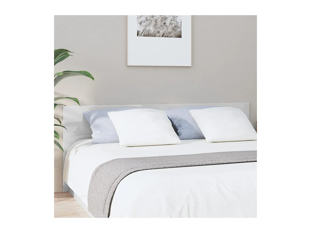 Cabecero cama | Cabezal de cama | Mueble de cabecero madera contrachapada blanco brillo 200x1,5x80 cm