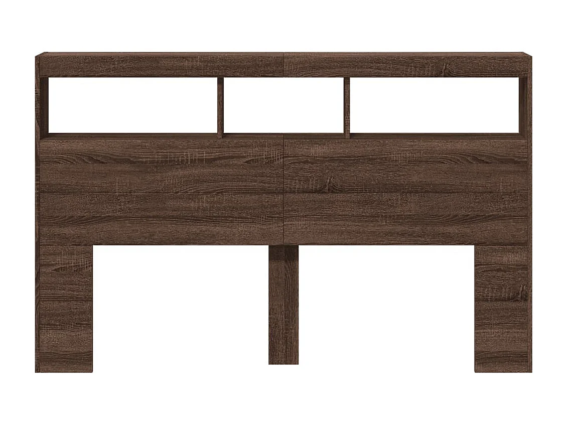 Cabecero de Cama | Cabezal de cama | Mueble de cabecero con luz LED marrón roble 160x17x102 cm