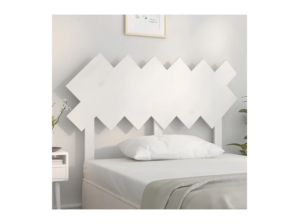 Cabecero de Cama | Cabezal de cama | Mueble de cabecero madera maciza de pino blanco 122,5x3x80,5 cm