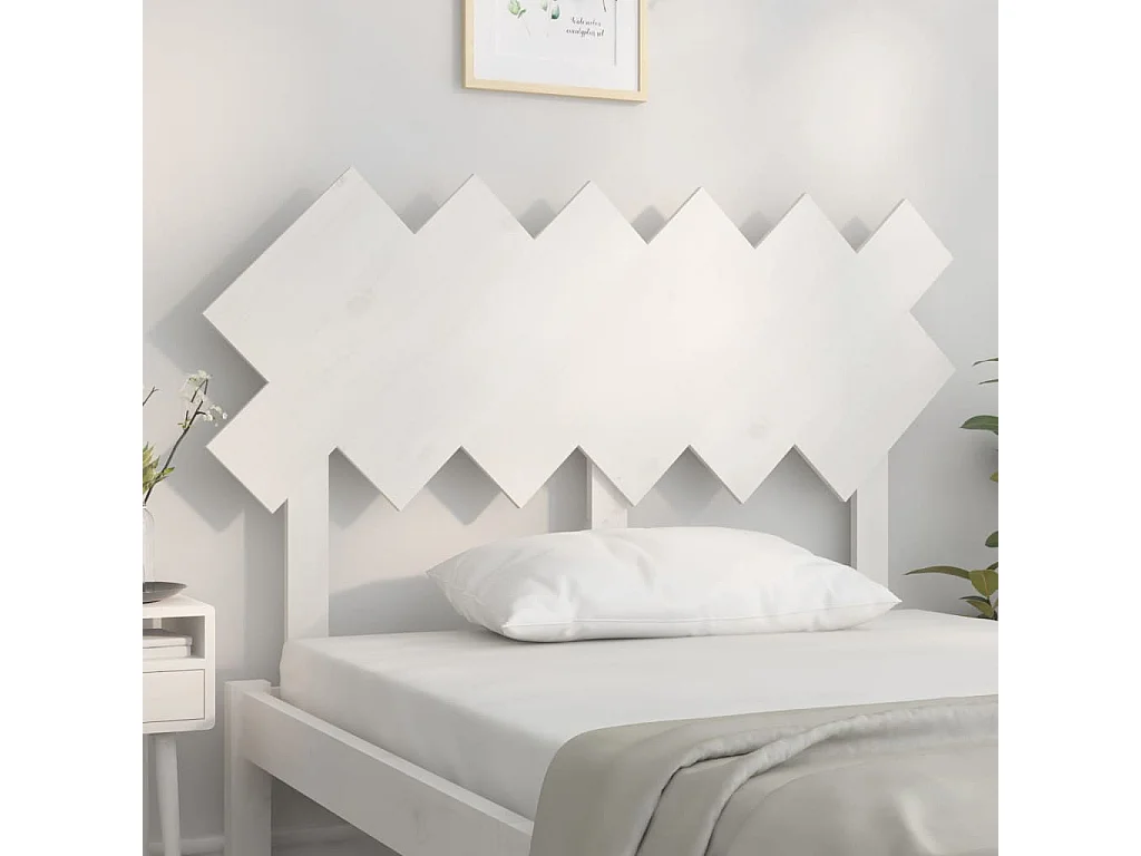 Cabecero de Cama | Cabezal de cama | Mueble de cabecero madera maciza de pino blanco 122,5x3x80,5 cm