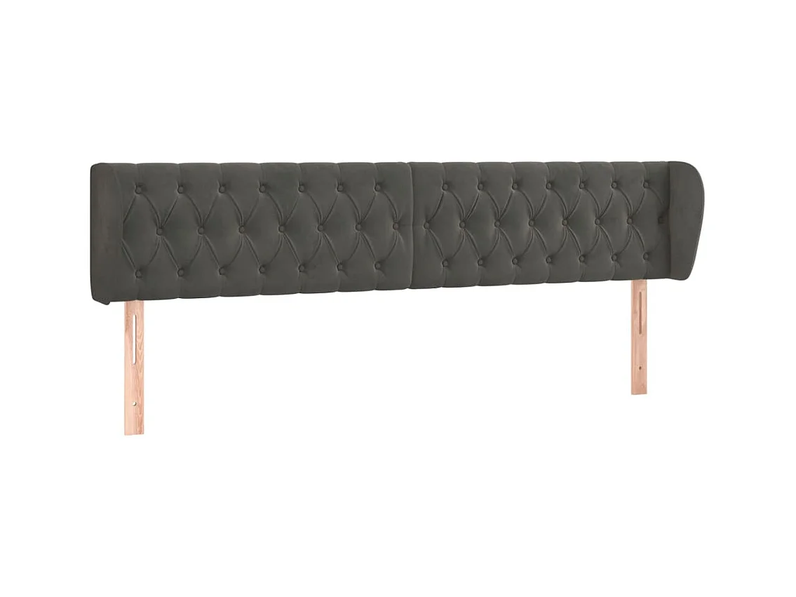 Mueble cabecero | Cabezal de cama | Cabecero de terciopelo gris oscuro 203x23x78/88 cm