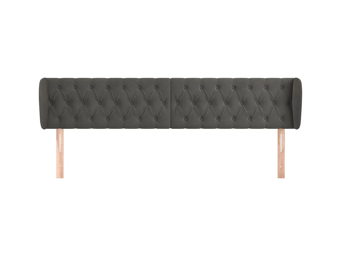 Mueble cabecero | Cabezal de cama | Cabecero de terciopelo gris oscuro 203x23x78/88 cm