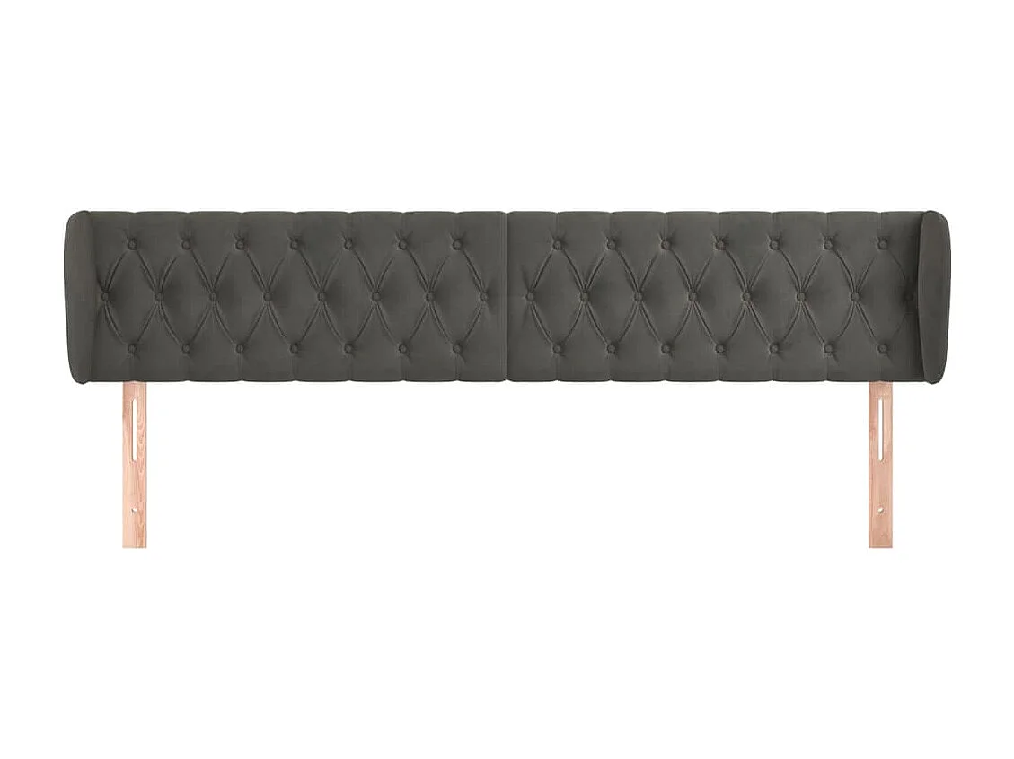 Tête de Lit | Panneau de tête pour lit Moderne avec oreilles Gris foncé 203x23x78/88 cm Velours