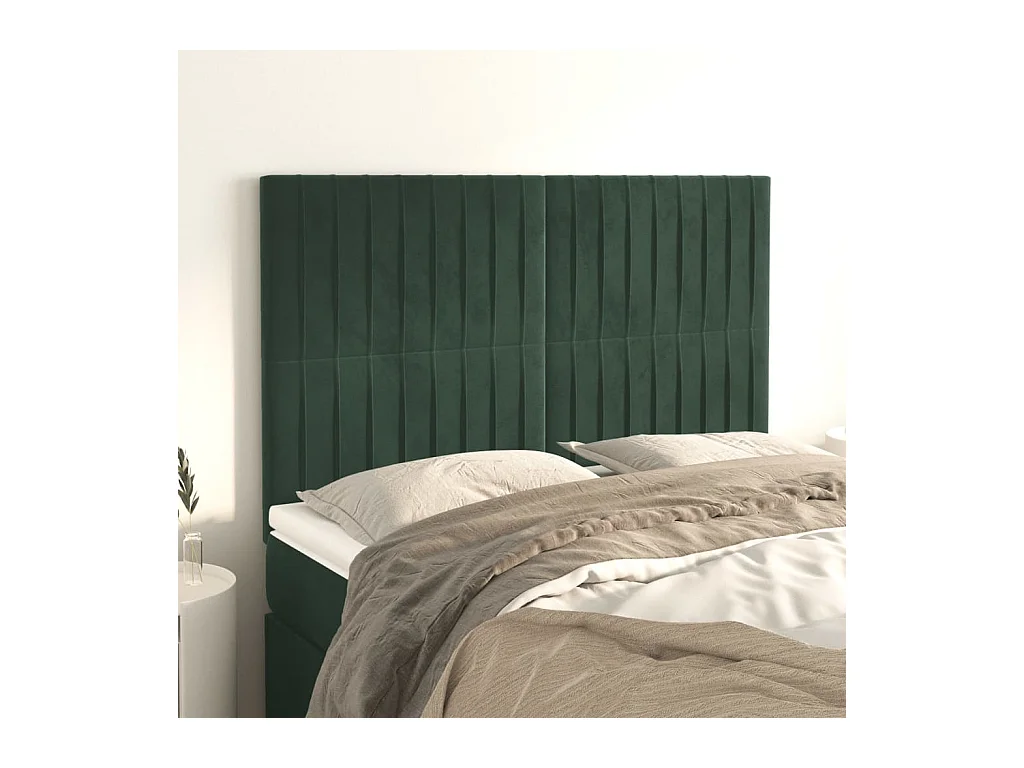 Têtes de lit | Panneaux de tête pour lit Moderne 4 pcs Vert foncé 72x5x78/88 cm Velours