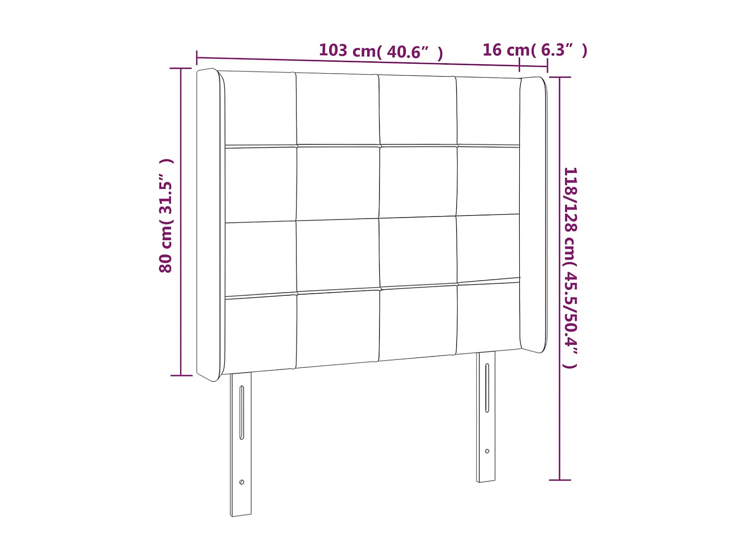 Tête de Lit | Panneau de tête pour lit Moderne à LED Bleu foncé 103x16x118/128 cm Velours