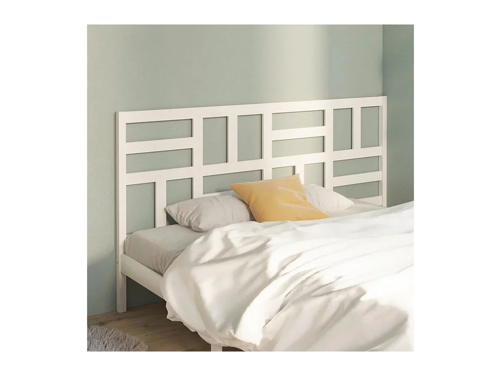 Cabecero de Cama | Cabezal de cama | Mueble de cabecero madera maciza de pino blanco 206x4x104 cm