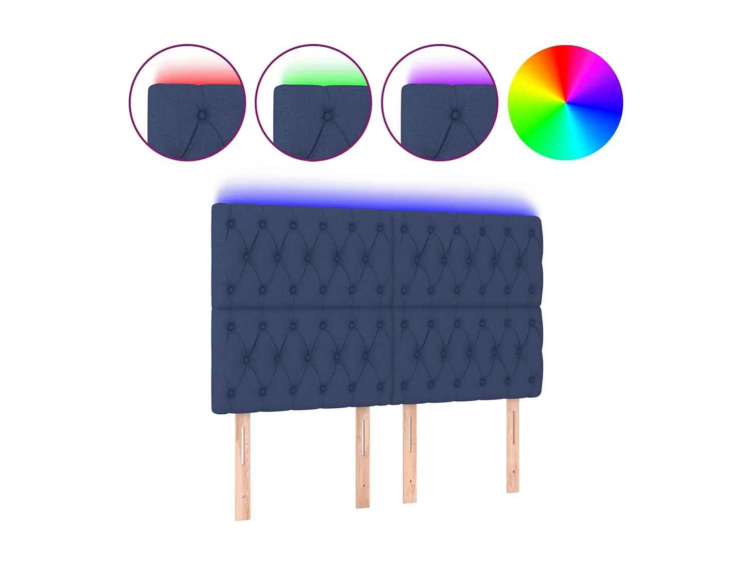 Hoofdbord | Hoofdeinde LED 160x7x118/128 cm stof blauw