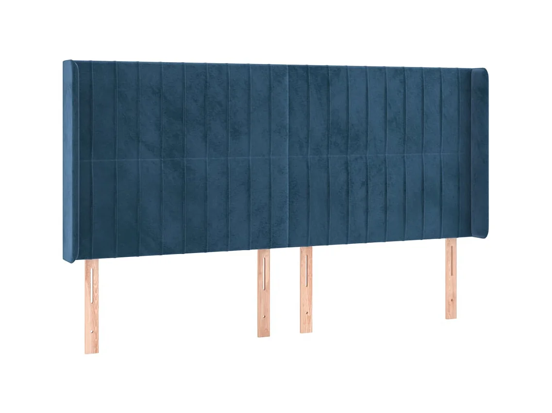 Cabecero | Cabezal de Cama | Mueble cabecero con LED de terciopelo azul oscuro 203x16x118/128 cm