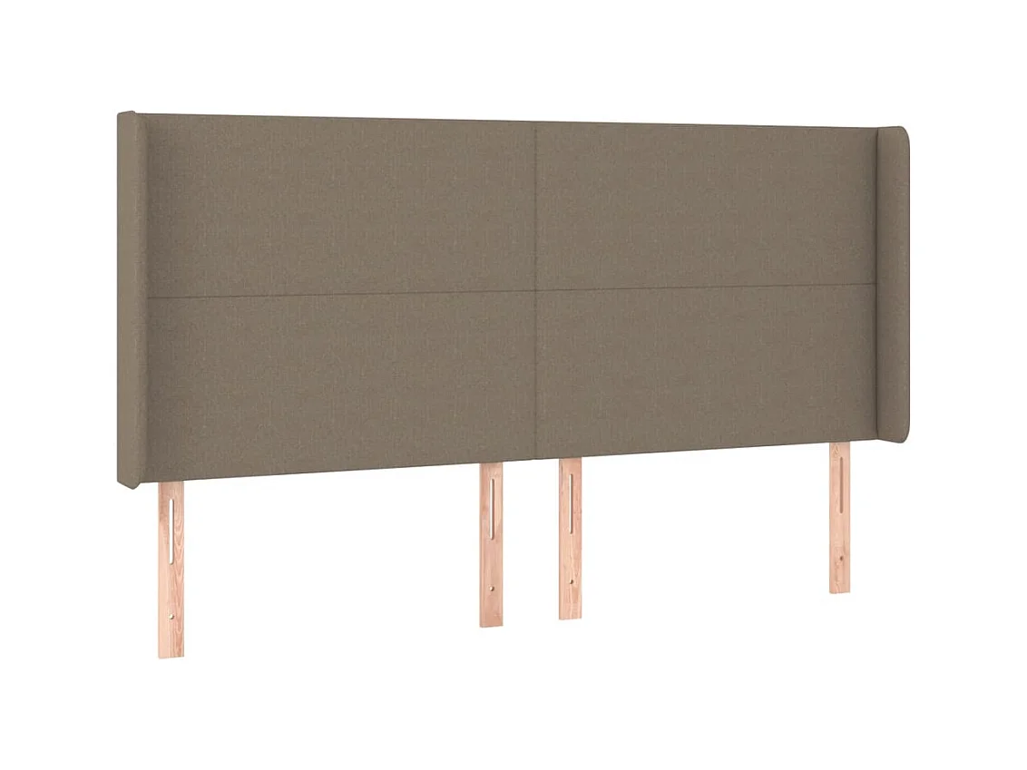 Mueble cabecero | Cabezal de cama | Cabecero con LED de tela gris taupe 163x16x118/128 cm