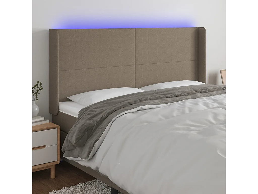 Hoofdbord | Hoofdeinde LED 163x16x118/128 cm stof taupe
