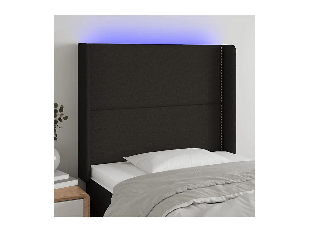 Tête de Lit | Panneau de tête pour lit Moderne à LED Noir 83x16x118/128 cm Tissu