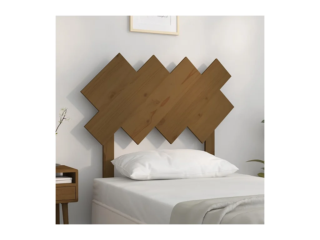 Cabecero de Cama | Cabezal de cama | Mueble de cabecero madera maciza de pino marrón miel 92x3x81 cm