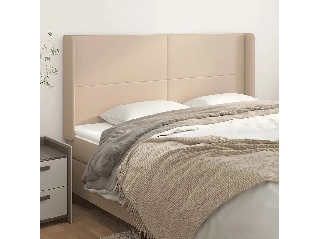 Tête de Lit | Panneau de tête pour lit Moderne avec oreilles Cappuccino 163x16x118/128 cm