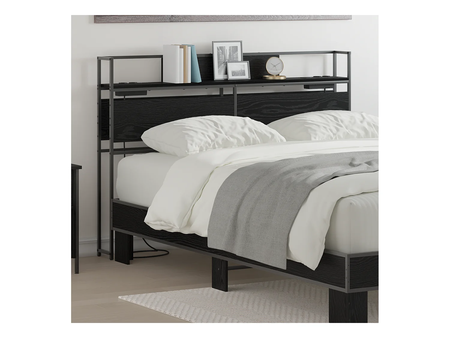 Tête de Lit de rangement | Panneau de tête pour lit Chêne noir 135 cm Bois d'ingénierie