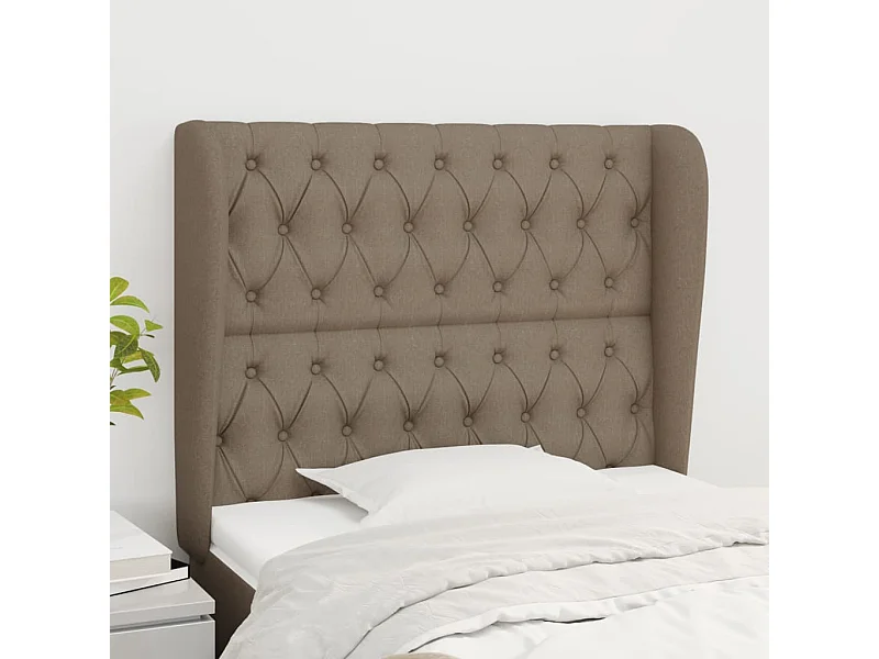 Tête de Lit | Panneau de tête pour lit Moderne avec oreilles Taupe 103x23x118/128 cm Tissu