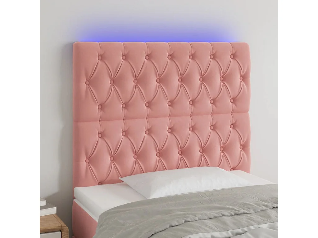 Hoofdbord | Hoofdeinde LED 100x7x118/128 cm fluweel roze