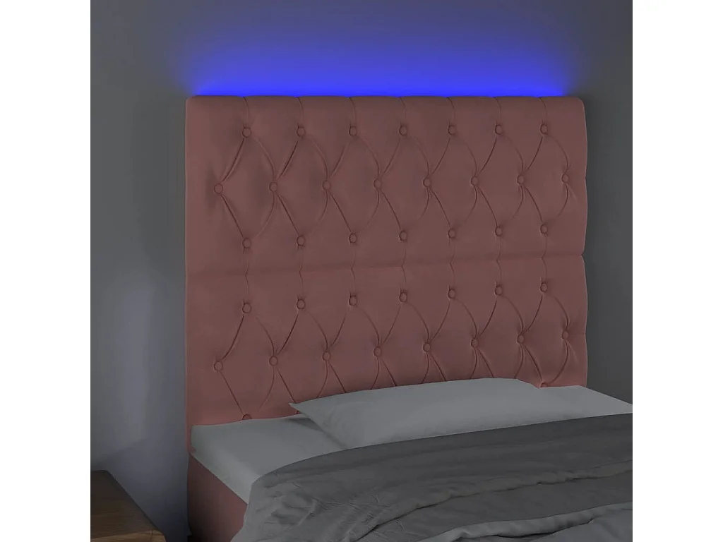 Hoofdbord | Hoofdeinde LED 100x7x118/128 cm fluweel roze
