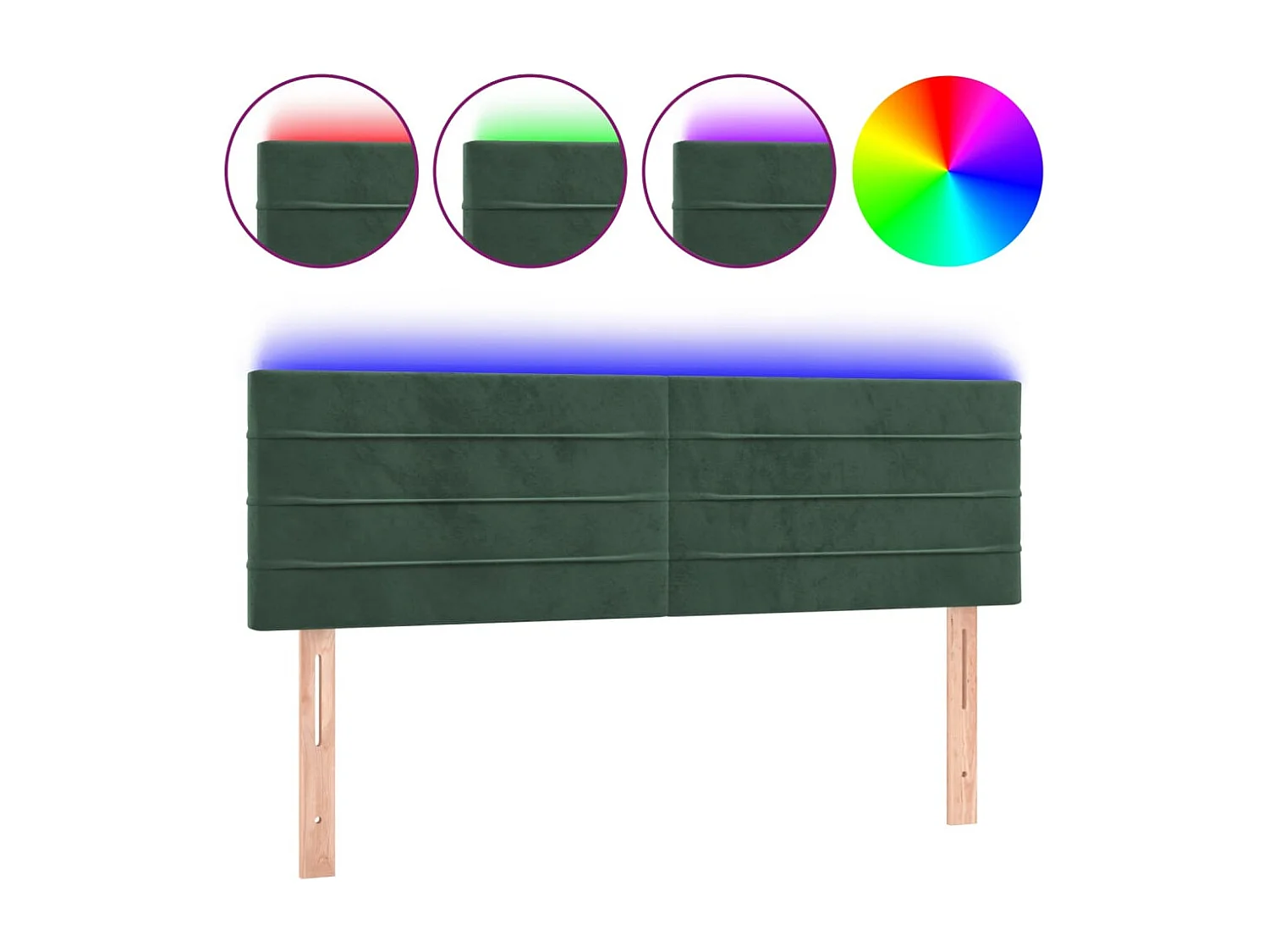 Hoofdbord | Hoofdeinde LED 144x5x78/88 cm fluweel donkergroen