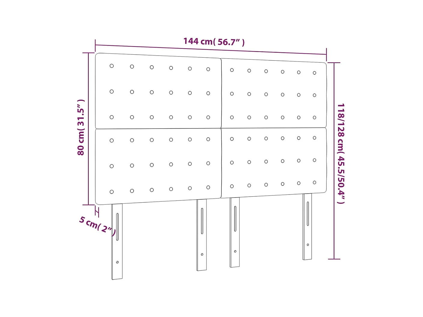 Têtes de lit | Panneaux de tête pour lit Moderne 4 pcs Noir 72x5x78/88 cm Velours