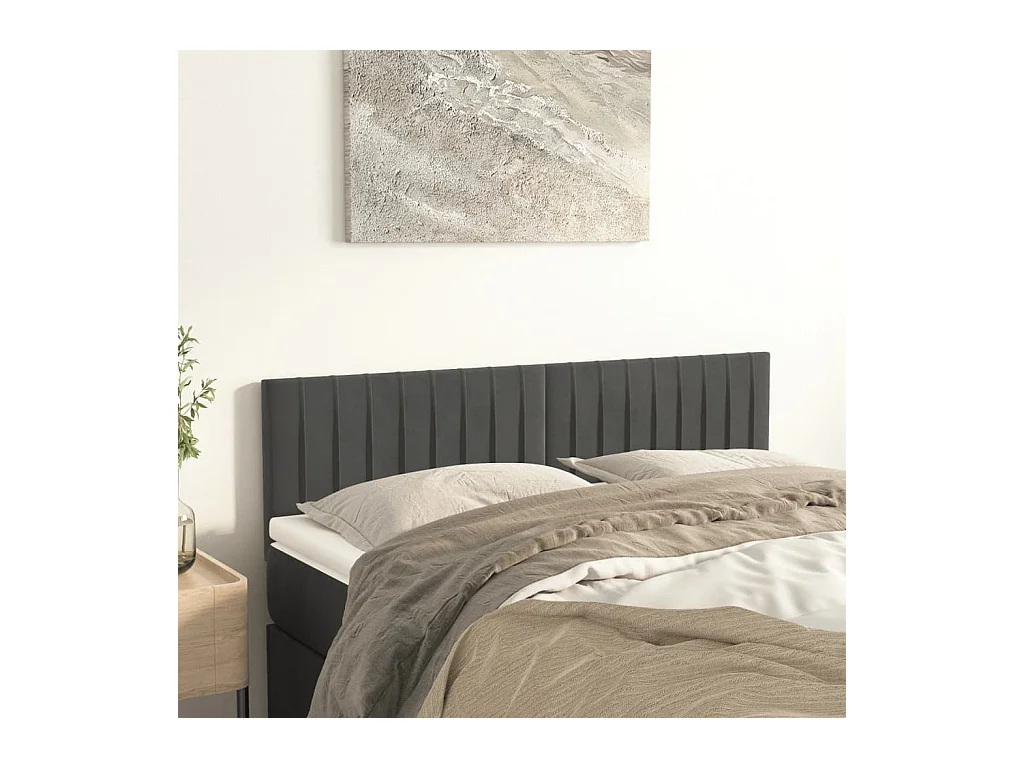 Cabeceros | Cabezal de cama | Mueble de cabecero 2 unidades terciopelo gris oscuro 72x5x78/88 cm