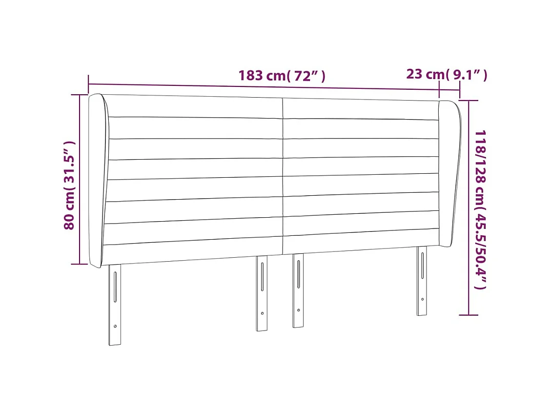 Tête de Lit | Panneau de tête pour lit Moderne avec oreilles Taupe 183x23x118/128 cm Tissu