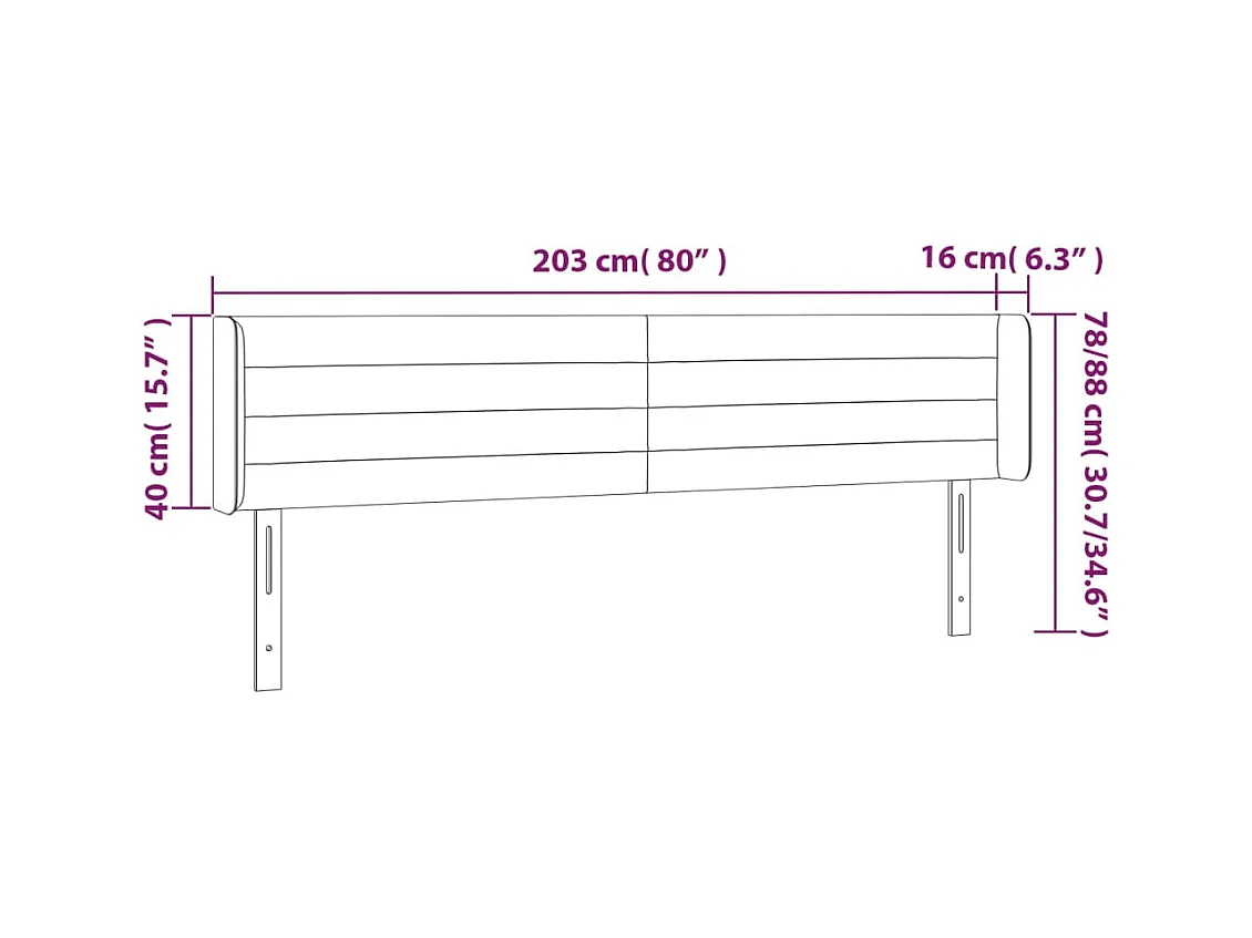 Cabecero | Cabezal de Cama | Mueble cabecero con LED de terciopelo gris oscuro 203x16x78/88 cm
