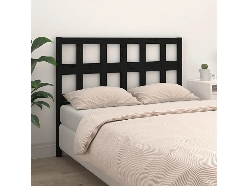 Tête de Lit | Panneau de tête pour lit Moderne Noir 145,5x4x100 cm Bois massif de pin