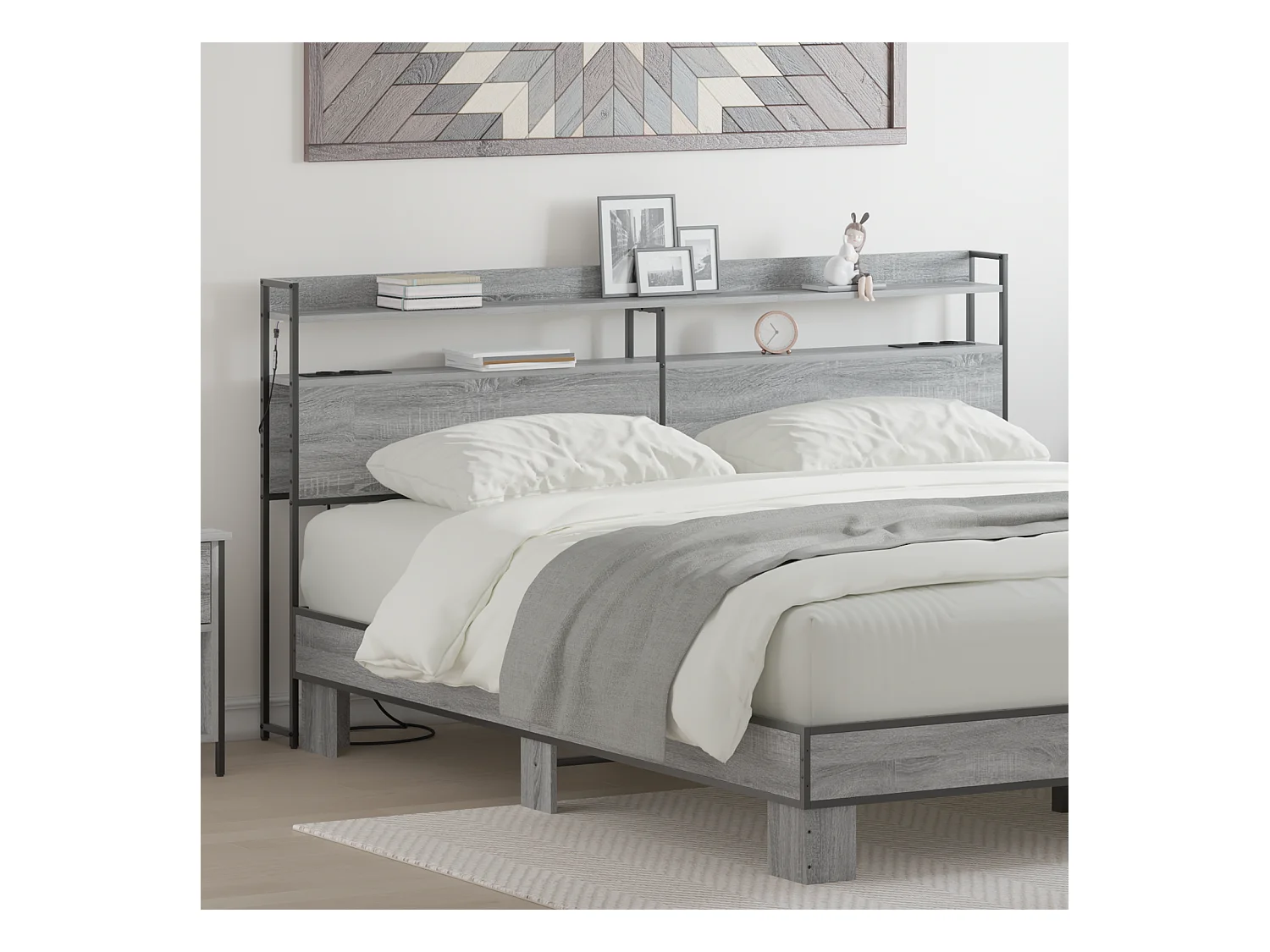 Tête de Lit de rangement | Panneau de tête pour lit Sonoma gris 180 cm Bois d'ingénierie