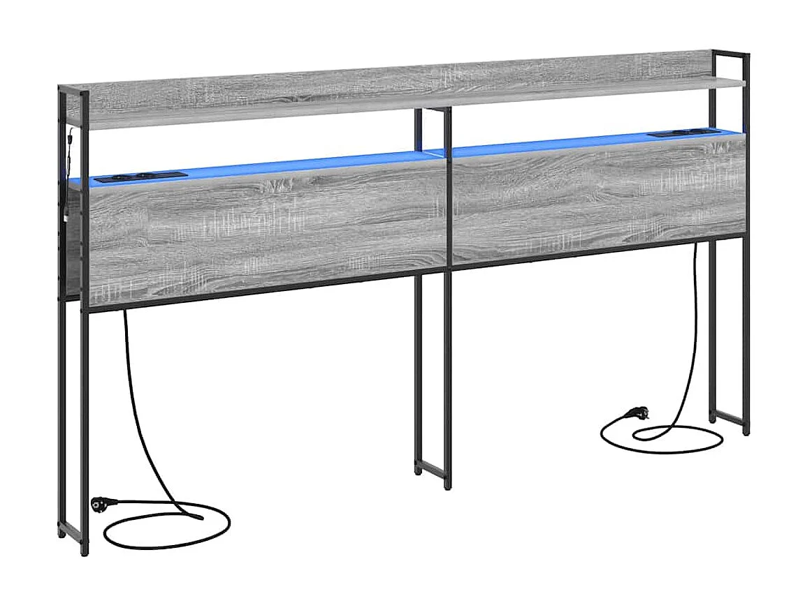 Cabecero | Cabezal de Cama | Mueble cabecero con estante Gris sonoma 180 cm Madera contrachapada