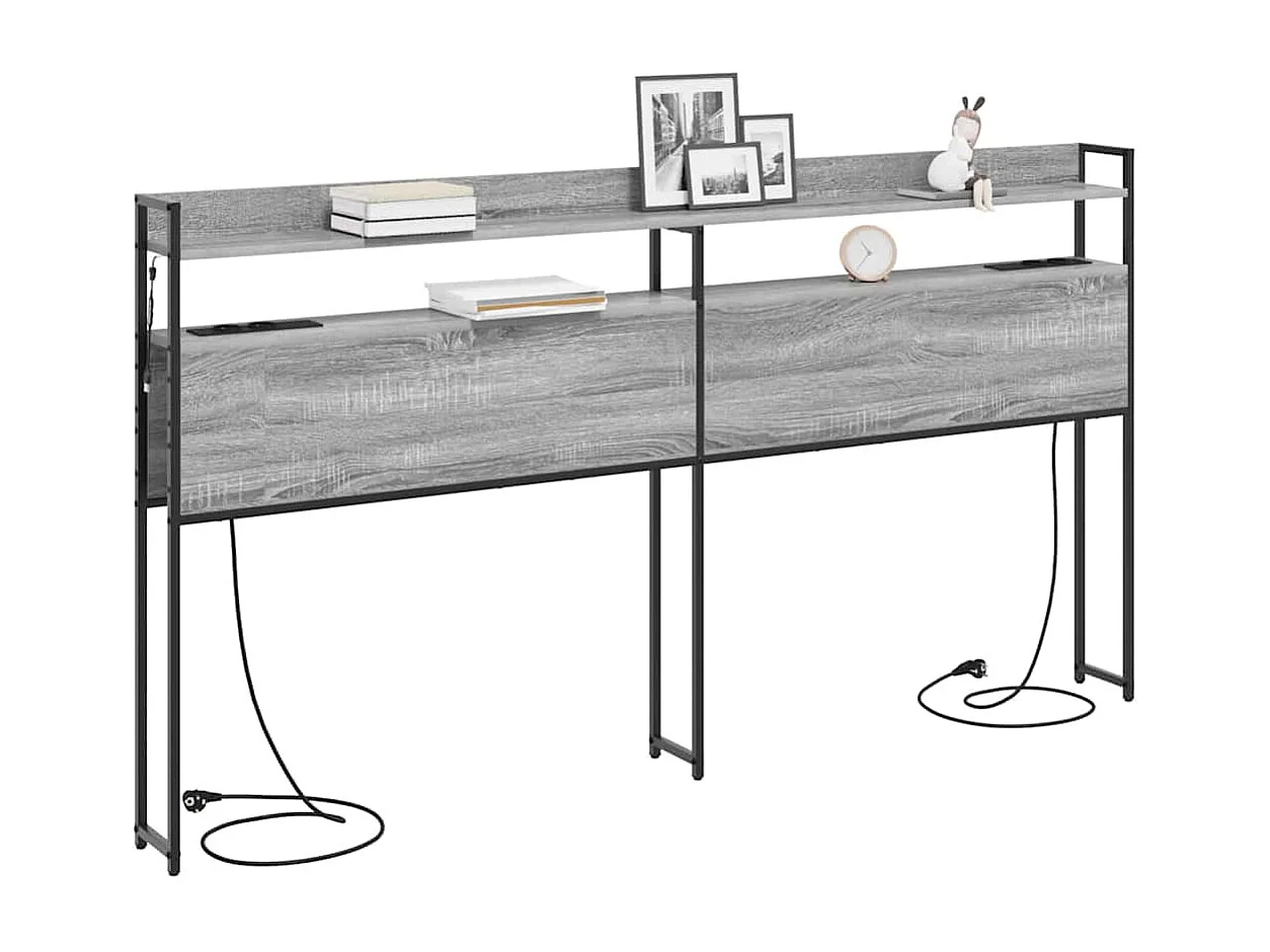 Cabecero | Cabezal de Cama | Mueble cabecero con estante Gris sonoma 180 cm Madera contrachapada