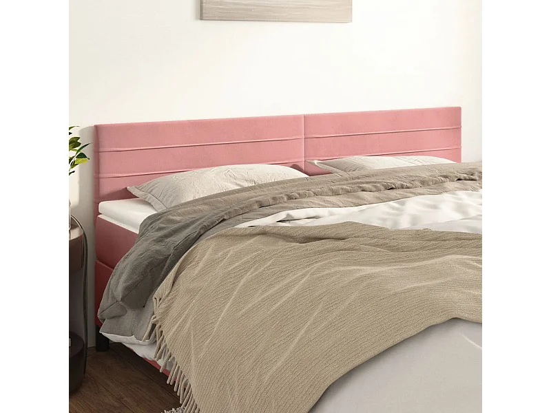 Têtes de lit | Panneaux de tête pour lit Moderne 2 pcs Rose 100x5x78/88 cm Velours