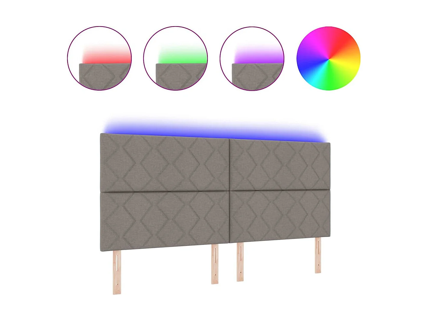 Tête de Lit | Panneau de tête pour lit Moderne avec des lumières à LED Réglable Taupe 200 cm tissu