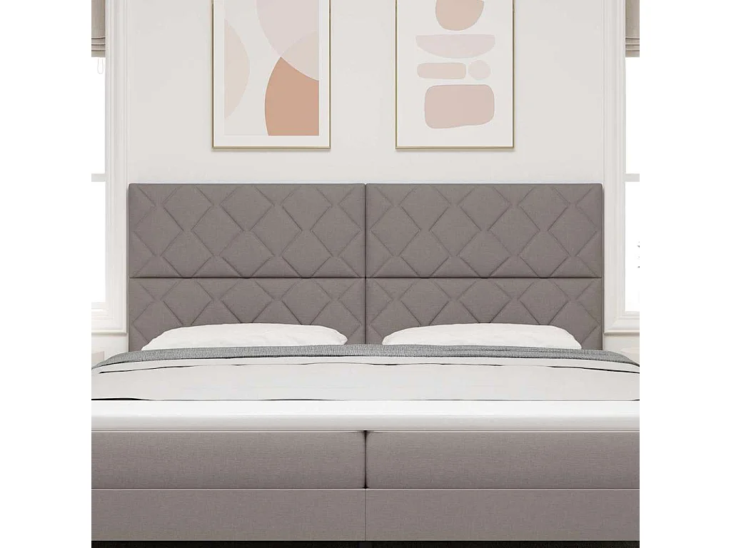 Tête de Lit | Panneau de tête pour lit Moderne avec des lumières à LED Réglable Taupe 200 cm tissu